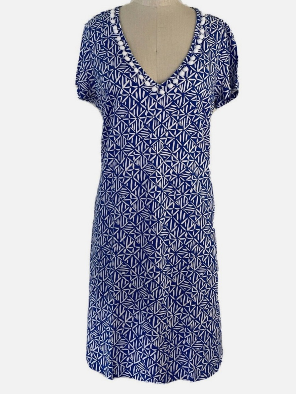 Lily Pulitzer x large & White Geometric V-Neck Shift Dress